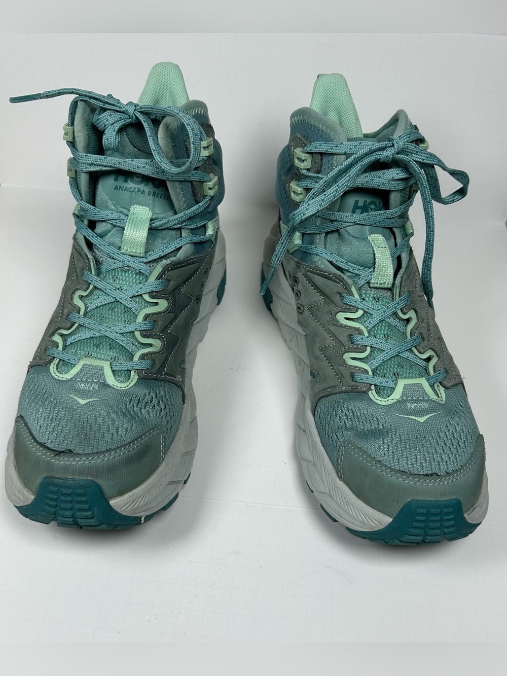 HOKA Women's Anacapa Breeze Mid hiking boots in the Trellis/Mist Green colorway - Picture 5 of 11